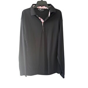 HL Sport Stanford Cardinal Long Sleeve Polo Shirt Mens Large Black Performance L